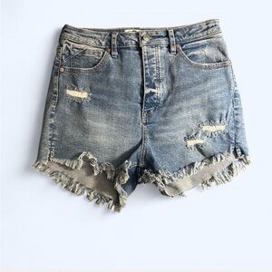 We the Free Crvy - Free People Blue Distressed Jean Shorts